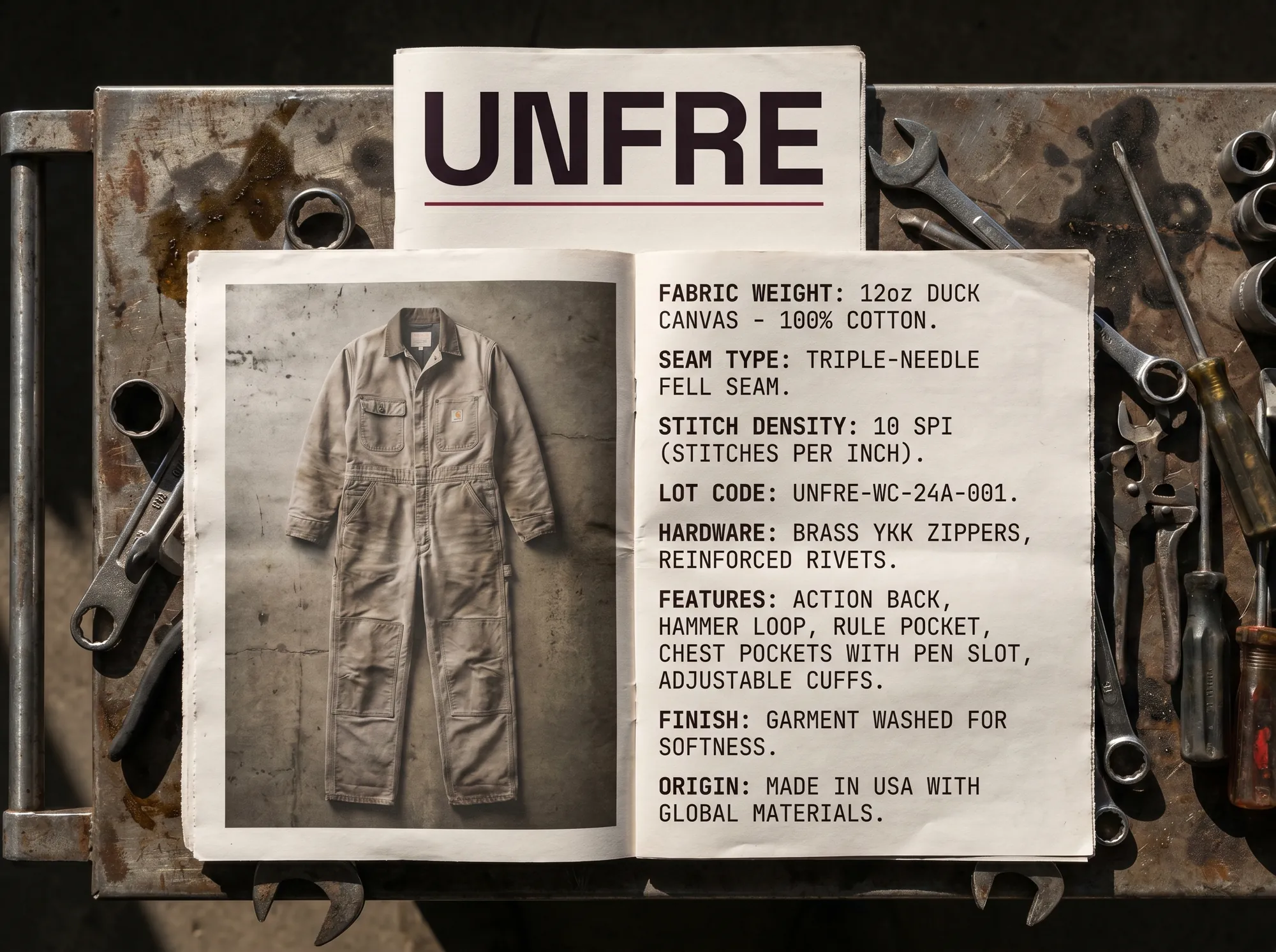 Workwear Catalog — Working Spec Sheet